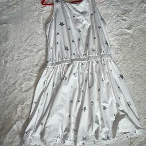 Poof girl xl  casual white dress silver stars